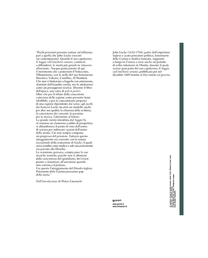 Saggio sull'intelletto umano. Testo inglese a fronte