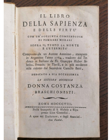 Il libro della sapienza e delle virtù - 1808
