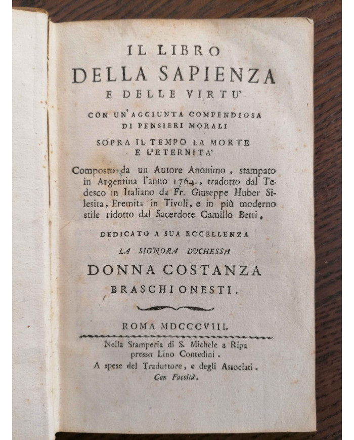 Il libro della sapienza e delle virtù - 1808