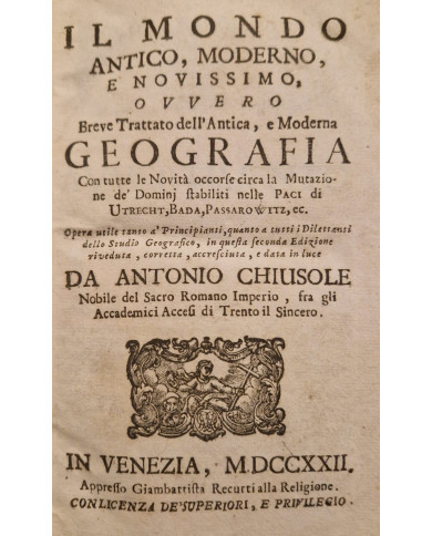 Breve trattato dell'antica e moderna geografia - 1722