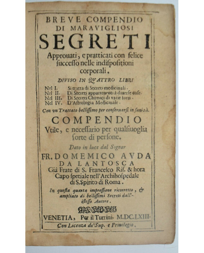 Breve compendio maravigliosi segreti - 1663