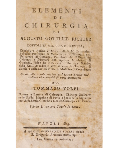 Elementi di chirurgia di Augusto Gottlieb Richter - 1805/08