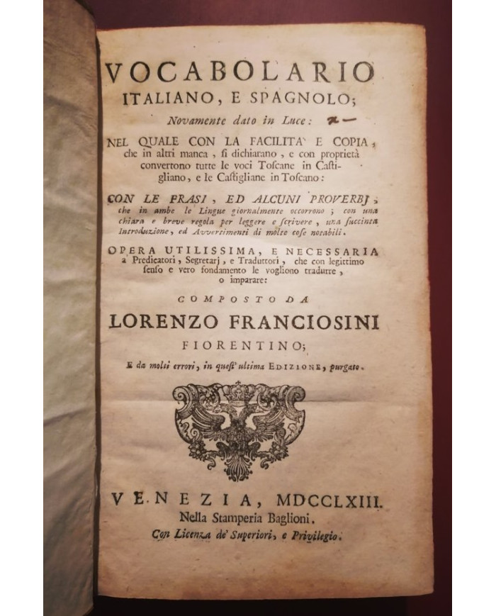 Vocabolario italiano e spagnolo - 1763