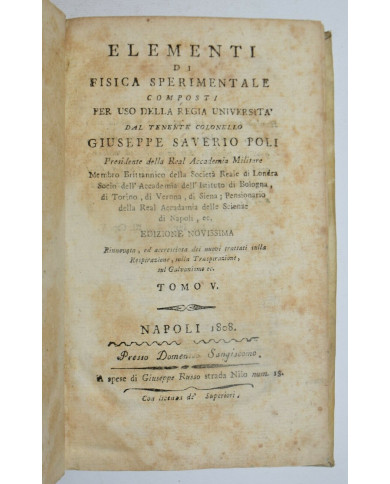 Fisica sperimentale, Pioli - 1808