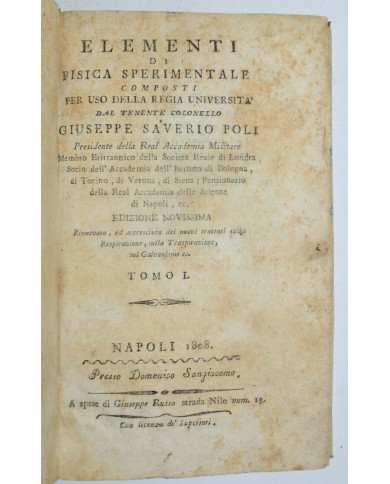 Fisica sperimentale, Pioli - 1808