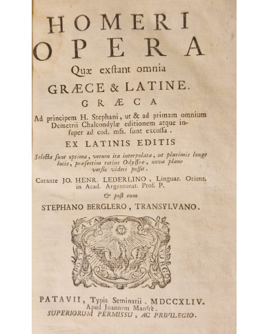 Homeri Opera Quae exstant omnia Graece & Latine Graeca  ad principem H. Stephani - 1744