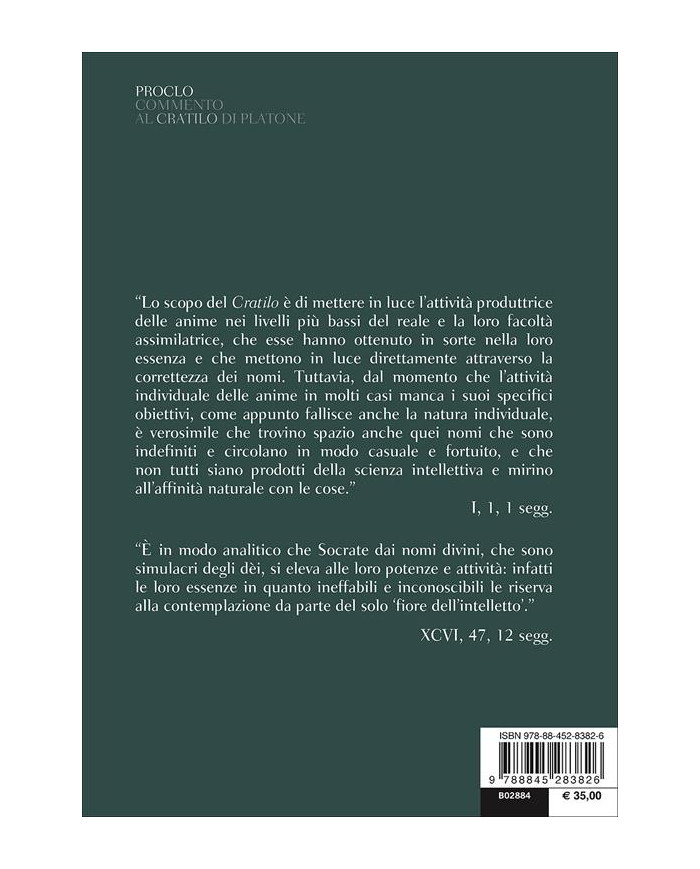 Commento al «Cratilo» di Platone. Testo greco a fronte